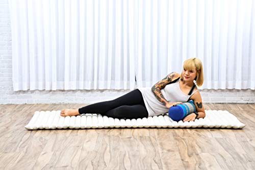 Leewadee Small Yoga Bolster – Shape-Retaining Cervical Neck Roll, Tube Pillow for Comfortable Reading, Kapok Filling, 22 x 6 x 6 inches - color: Sf28 - Blue
