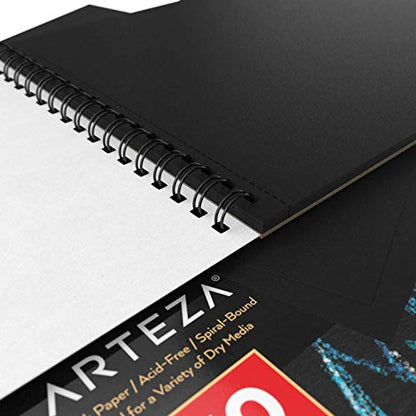 ARTEZA Spiral Sketch Book 9x12 Black Art Paper Drawing Pad 30 Sheets Sketch Pads for Drawing Adults & Teens - size: 1 Pack