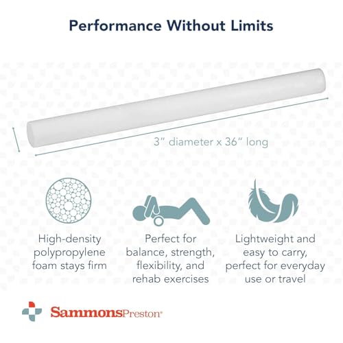 Sammons Preston Foam Therapy Roll, Back Roller, Exercise, Muscle, Yoga, 3" - size: 3" x 36"