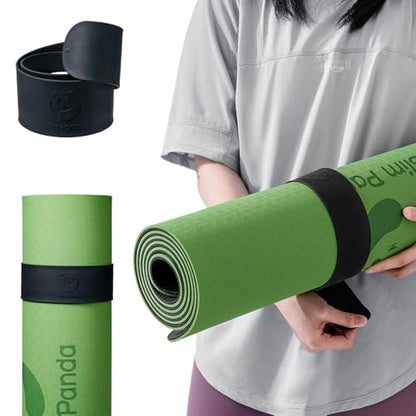 Slim Panda Yoga Mat Strap Slap Band, One Snap Keeps Mats Tightly Rolled, Heavy-Duty Clasp Fits Most Size Mats(24" L X 2" W) - color: Black