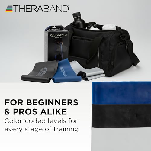THERABAND Resistance Bands Set, Elastic Bands for Exercise & Physical Therapy, Strength Training for Upper & Lower Body Fitness - size: Advanced Set – 3 Pack, style: Non-Latex