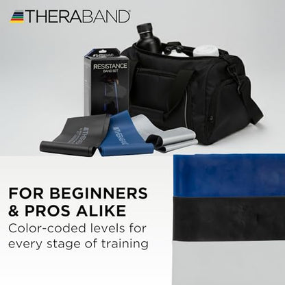 THERABAND Resistance Bands Set, Elastic Bands for Exercise & Physical Therapy, Strength Training for Upper & Lower Body Fitness - size: Advanced Set – 3 Pack, style: Non-Latex
