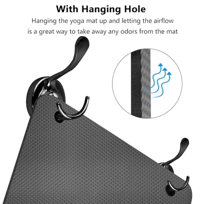LFS Yoga Mat 72.8" x 31.5" x 2/5 inch Thick With Strap and Bag, Extra Wide - color: Black