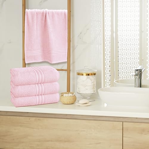 BOUTIQUO Ultra Soft Cotton 6 -Piece Hand Towel Set 16x24 Inch, Ideal for use in Bathroom, Kitchen, Gym, Spa & General Cleaning, Compact & Lightweight Multi Purpose Hand Towels - Pink - color: Pink, size: Hand Towel - Set of 6