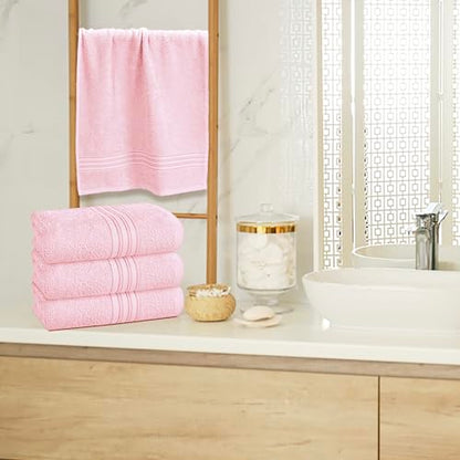 BOUTIQUO Ultra Soft Cotton 6 -Piece Hand Towel Set 16x24 Inch, Ideal for use in Bathroom, Kitchen, Gym, Spa & General Cleaning, Compact & Lightweight Multi Purpose Hand Towels - Pink - color: Pink, size: Hand Towel - Set of 6