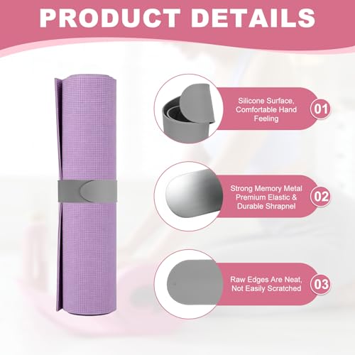 Yoga Mat Strap Slap Band, One Snap Yoga Mat Slap Band for Keep Mats Tightly Rolled Exercise Mat Sling Holder - color: Gray