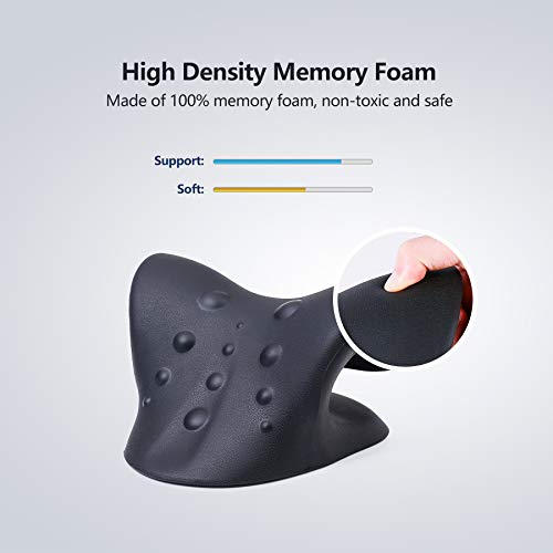 Cozyhealth Neck Stretcher for Neck Pain Relief, Neck and Shoulder Relaxer Cervical Traction Device Pillow for TMJ Pain Relief and Muscle Relax, Cervical Spine Alignment Chiropractic Pillow (Black) - color: Black