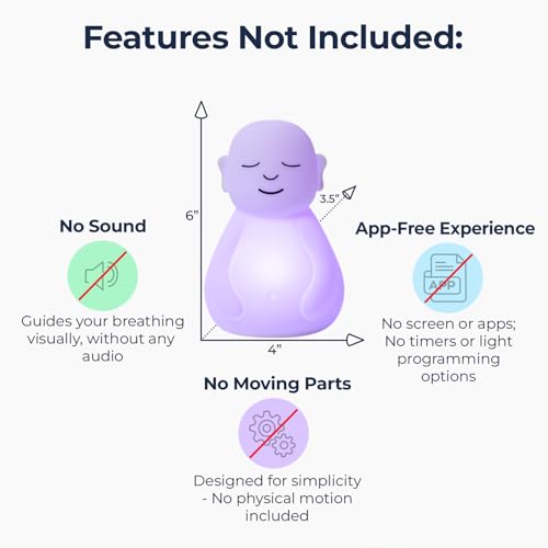 Mindsight 'Original Breathing Buddha' Guided Visual Meditation | 3 Modes to Slow Your Breathing & Calm Your Mind | Stress & Anxiety Relief | Wellness Gift | Adults, Kids, Classrooms | USB Rechargeable - size: Buddha