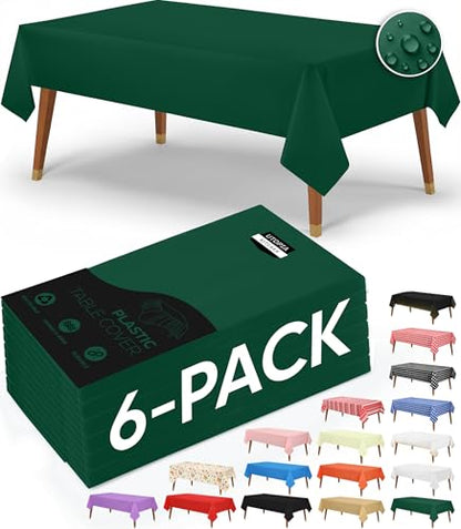 Utopia Kitchen Plastic Table Cloth Disposable [Green, 6 Pack] | Rectangle Tablecloth Waterproof Stain Resistant Party Table Cover - color: Green, size: 54X108 Inch - 6PC