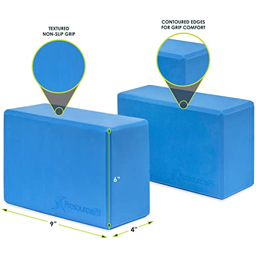 ProsourceFit Foam Yoga Blocks, High Density EVA Yoga Bricks 4”x 6” x 9” (Set of 2) - color: Blue