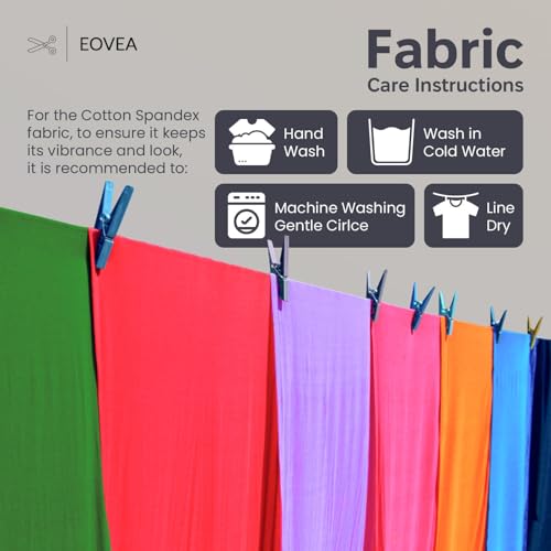 EOVEA - Cotton Spandex Fabric by The Yard - 4 Way Stretch Jersey Knit - Spandex & Cotton T-Shirt Fabric - Lightweight, Breathable - 60" Wide Roll| 10 oz(Navy, 1 Yard) - color: Navy Blue, size: 1 Yard