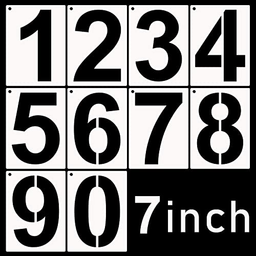 DXCYZ 7 Inch Tall Number Stencils Kit 0-9 Address Number Stencil, 10PCS Reusable Plastic Painting Number Templates for Mailbox Signs, Door, Cars, Trucks, Home, Business, Window - size: 7 Inch