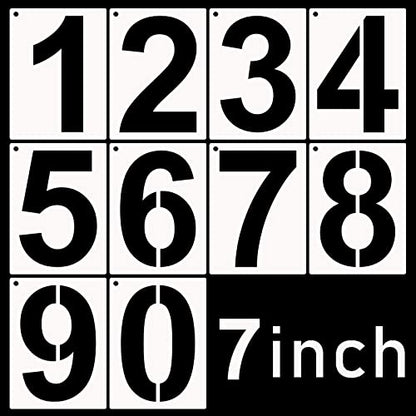 DXCYZ 7 Inch Tall Number Stencils Kit 0-9 Address Number Stencil, 10PCS Reusable Plastic Painting Number Templates for Mailbox Signs, Door, Cars, Trucks, Home, Business, Window - size: 7 Inch
