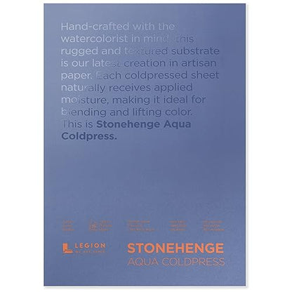 Stonehenge Aqua White Medium Weight Block, 140lb, Coldpress, 7 x 10 Inches, 15 Sheets for Wet and Dry Media - size: 7x10"