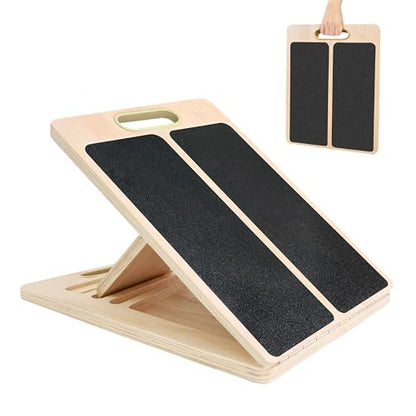 Slant Board for Calf Stretching, Adjustable Portable Wooden Calf Stretcher Incline Board, 380 lbs Weight Capacity Calf Stretch Wedge for Leg, Knees, Heel, Ankle & Stretching
