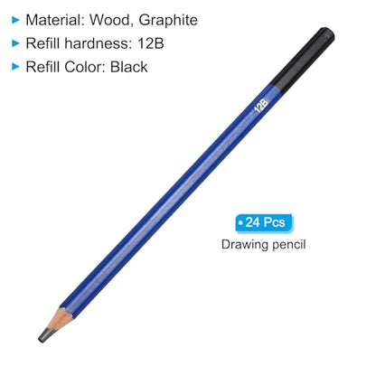PATIKIL 12B Drawing Pencils for Sketching, 24PCS Sketch Pencils for Drawing Art Pencils Graphite Wood Pre-sharpened for Drawing Sketching Artists, 12B Pencils - style: 12B