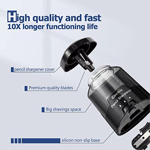 Electric Pencil Sharpener, Battery (Not Included) USB Powered, Portable for NO.2 Pencils, Automatic and Durable with 3 Sharpness Options - Classroom, Home, Office Black - color: Black