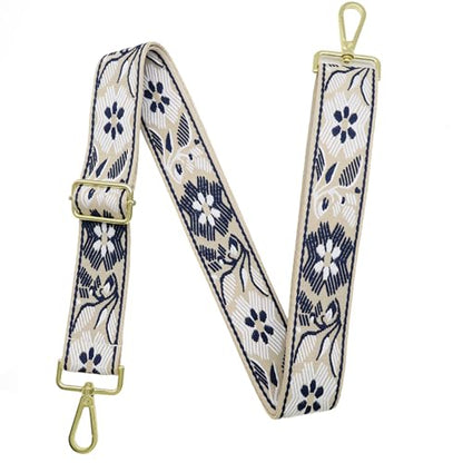 1.5" Wide Purse Strap Adjustable Replacement Gold Hardware Long Crossbody Bag Strap for Thick Shoulder Bags Canvas Handbags Straps - color: Gold Hardware-A-dark blue