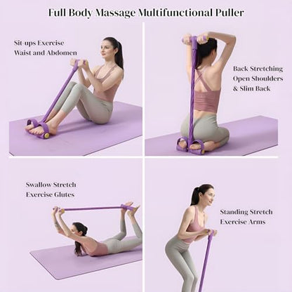 Pedal Resistance Bands with Handles, Upgrade Multi Function Pedal Training Band, 6-Tubes Natural Rubber Foot Pedal Resistance, Fitness Bands for Full Body, Abdomen, Waist, Arm, Leg - color: 퍼플.