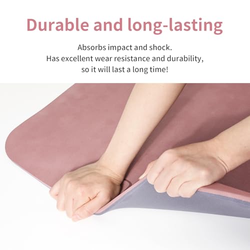 PAIDU POE Yoga Mat （10mm）Extra Thick Fitness Mat 72"x24" with Carry Strap | Non-slip, tear-resistant and suitable for all ages, perfect for yoga, Pilates, home gym and full-body workouts. - color: Deep Pink+Grey
