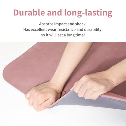 PAIDU POE Yoga Mat （10mm）Extra Thick Fitness Mat 72"x24" with Carry Strap | Non-slip, tear-resistant and suitable for all ages, perfect for yoga, Pilates, home gym and full-body workouts. - color: Deep Pink+Grey