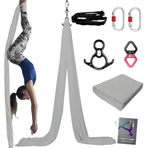 PRIOR FITNESS Aerial Silks Kit, SGS&CE Certified, 9/15/20Yards - color: Silver, size: M(15 Yards)