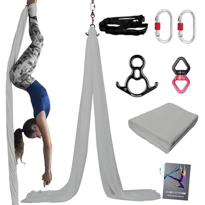 PRIOR FITNESS Aerial Silks Kit, SGS&CE Certified, 9/15/20Yards - color: Silver, size: M(15 Yards)