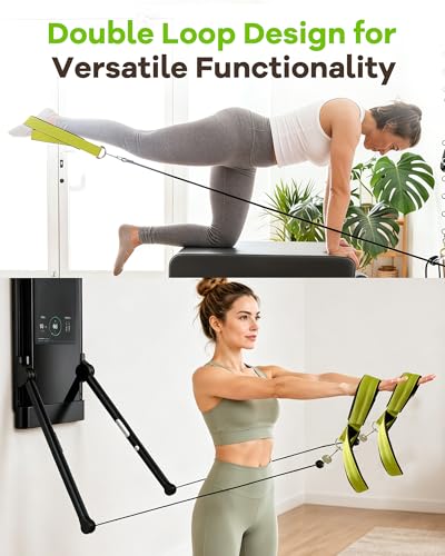 Wonderful Day Upgraded Pilates Loops Compatible with Tonal Smart Home Gym, Soft Thickened Double Loop Straps with Sturdy Adapters, Fitness Accessories for Reformer & Wall Pulley (2 Count) - color: Green