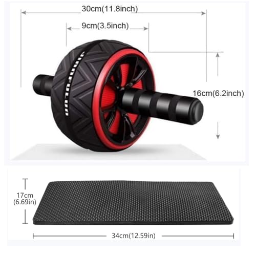 Ab Roller Wheel and Knee Mat, Abs Workout Equipment for Abdominal & Core Strength Training, Home Gym Fitness Exercise Wheels for Women Men, Abdominal Wheel - color: all red