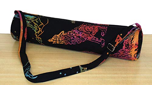 ICC Black Gold Mandala Full-Zip Exercise Yoga Mat Carry Bag Gym Beach Pilates Carrier Bags Hippie Mandala Indian Cotton Bag - style: Multi Crying Wolf