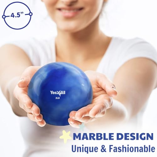Yes4All Weighted Toning Balls for Exercise, Soft Medicine Balls for Exercise, Pilates, Yoga, Balance, Flexibility, 2-10lbs - color: Blue, style: C. Marble