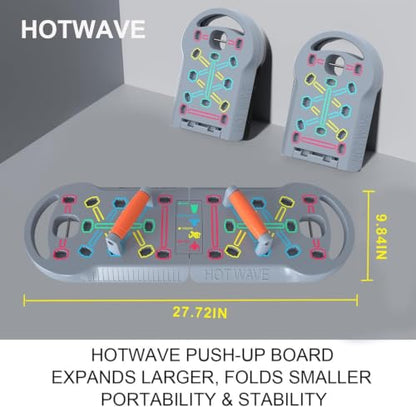 HOTWAVE Push Up Board, Portable PushUp Board, Foldable 20 in 1 Push Up Bar - color: Grey