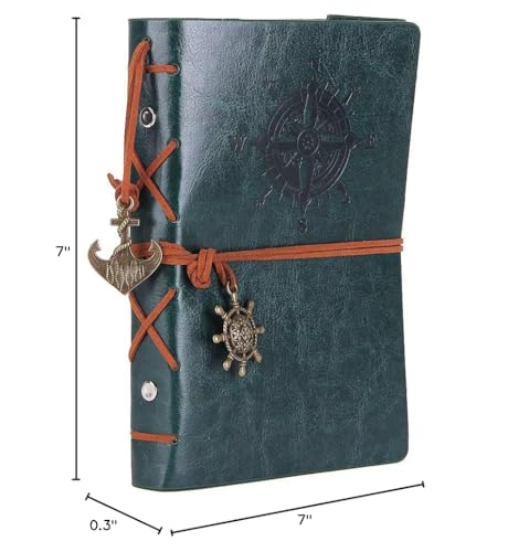 EvZ 7-Inch Refillable A6 Binder Notebook - Premium Vegan Leather Personal Planner, Eco-Friendly Journal with 6-Ring Loose-Leaf System for Writing, Business, and Creative Sketches, Retro Green - color: Retro Green, size: 7 Inches