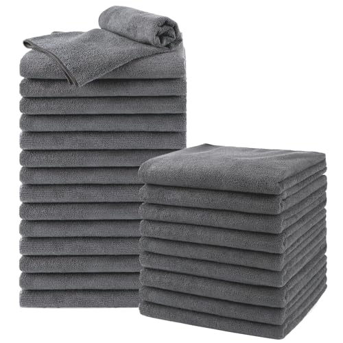 UNIMADE Salon Towels 24 Pack, Super Soft Microfiber Gym Towels | Highly Absorbent Hair-Drying Cloth for Gym, Bath, Spa Use and Home Beauty Care - Grey (16x29 inch) - color: Grey, size: 24PK