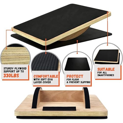 Yes4All 350LBS Professional Wooden Balance Board for Leg Workout, Anti-Slip Rocker Board, Wobble Board for Standing Desk - color: Smartphone Board