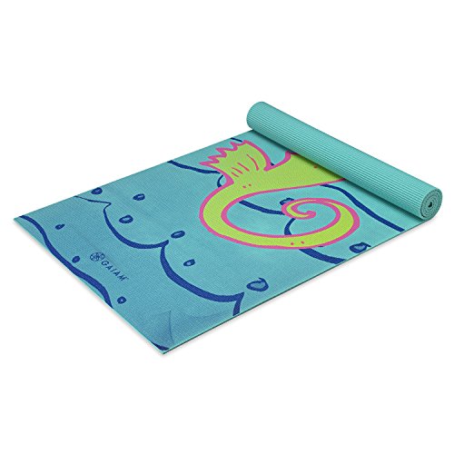Gaiam Kids Printed Yoga Mat, Non-Toxic, Fun Design, 3mm - color: Seahorse
