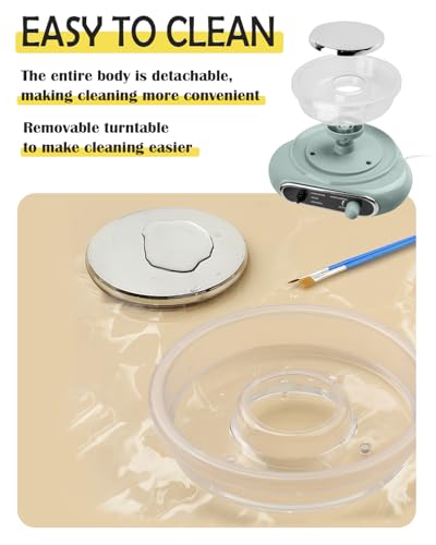 Mini Pottery Wheel, Electric Pottery Wheel with 4.7inch Turntable Air-Dried Clay and 8Pcs Pottery Tools, Adjustable Speed and Direction, Suitable for Ceramic Teaching, Home Use (Green)