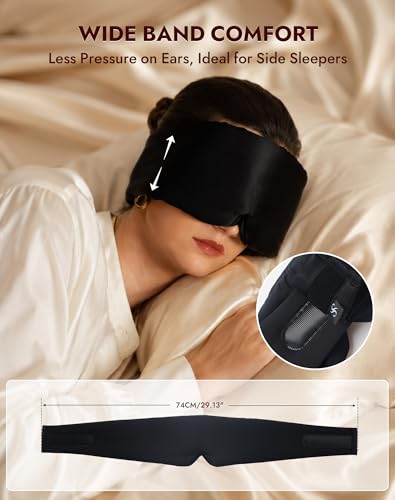 SilkSilky 22 Momme Mulberry Silk Sleep Mask for Side Sleepers, Black - color: Black