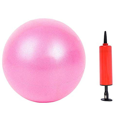 MoldFun Mini Yoga Pilates Ball 10 Inch for Stability Exercise Training Gym Anti Burst and Slip Resistant Balls with Inflatable Straw - color: Pink