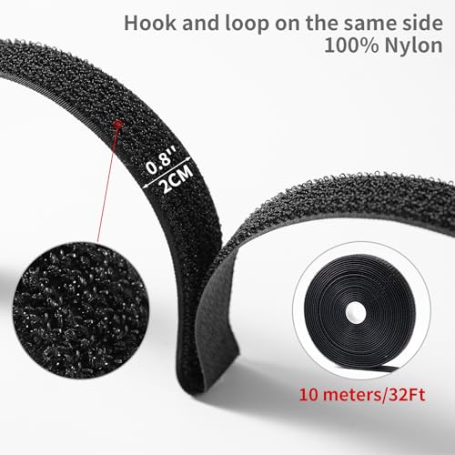 Trilancer 0.8"x32Ft Reusable Cable Ties, Hook & Loop Straps with 50 Buckles | Adjustable, Cut to Length, Ideal for Wire Management, Cord Organizer, and Cable Straps, Black - size: 0.8'' x 32Ft