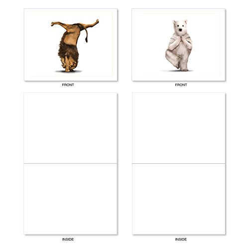 The Best Card Company - 20 Blank Yoga Animal Cards (4 x 5.12 Inch) - All Occasion Set (10 Designs, 2 Each) - Zoo Yoga AM6547OCB-B2x10 - style: Zoo Yoga