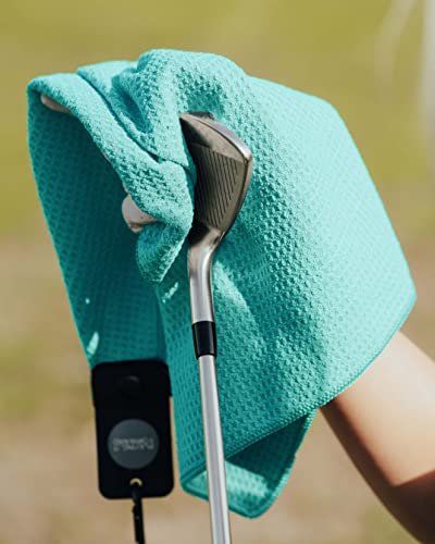 Magnetic Golf Towels for Golf Bags with Clip & Ultra Strong Magnet - Waffle Weave Microfiber Towel for Secure Hold on Bags & Carts - Ideal Club Cleaner & Accessories - Aqua - color: Aqua