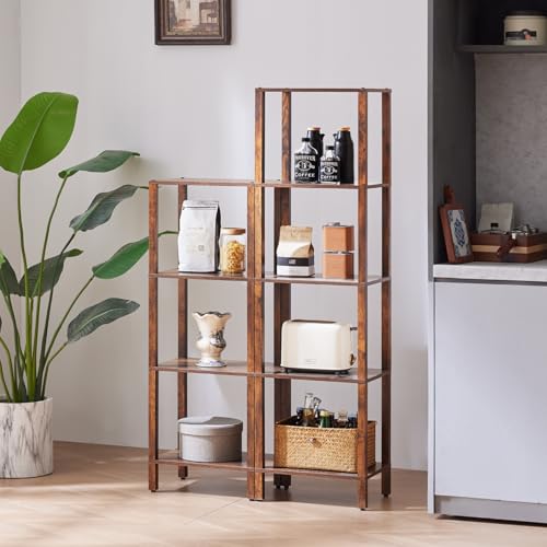 YUFAM 4 Tier Small Bookshelf, Narrow Tall Shelf, Wooden Book Shelf, Brown - color: Brown, size: 4-Tier