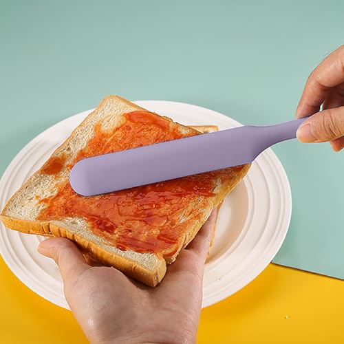 4 Pcs Silicone Jar Spatula Long Handle Kitchen Spatulas for Mixing, Scraping, and Spreading,Ideal for Jars, Baking, Cake Icing, Cream, Butter, and Batter Kitchen Tool (Purple, Pink, Green, Yellow) - color: Purple, Pink, Green, Yellow