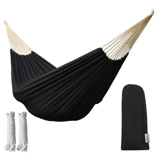 Canvas Hammock 122" Long X 59" Wide 2 Person Hammock 440 pounds Maximum Weight Applicable Scenes in Courtyard Autumn, Indoor Hanging Chairs, Beach Leisure (Black, Full) - color: Black, size: Full