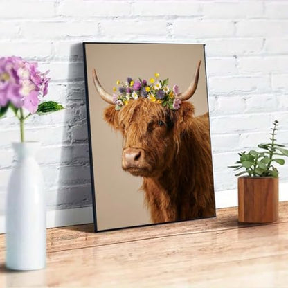 WCHUIMM Highland Cow Diamond Art Kits for Adults,Cow Diamond Painting | Diamond Painting Kit,Full Round Drill Diamond Art for Beginners,DIY Diamond Dot Gem Art, Home Wall Art (12×16 Inches) - color: Highland Cow