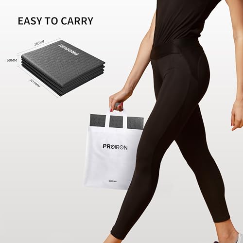 PROIRON Foldable Yoga Mat 0.24"/0.16" for Home Workout & Travel, Non Slip Travel Yoga Mats with Carry Bag, Packable Yoga Mat for Home Gym, Pilates, Fitness,Stretching - color: (0.16" PVC) Black