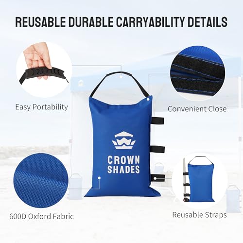 CROWN SHADES Sand Bags for Canopy Legs, 150 LBS, Blue (Unfilled) - color: Blue, size: 150lbs