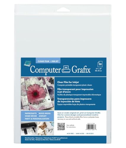 Grafix Adhesive Backed Inkjet Film, Clear, 11 x 17 in, Pack of 50 - color: Clear, size: Pack of 50 (11" x 17")