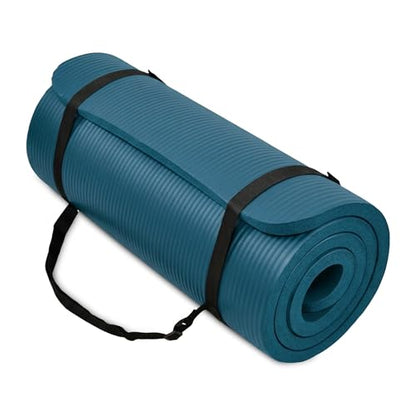 BalanceFrom 1-inch Thick 71x24 Inches Extra Thick Exercise Yoga Mat - color: Navy Blue